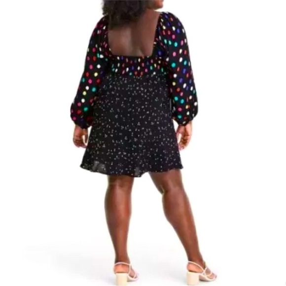 RIXO X Target Black Colorful Polka Dot Flirty Swing Dress NWT Size 24W/26W - Picture 2 of 7